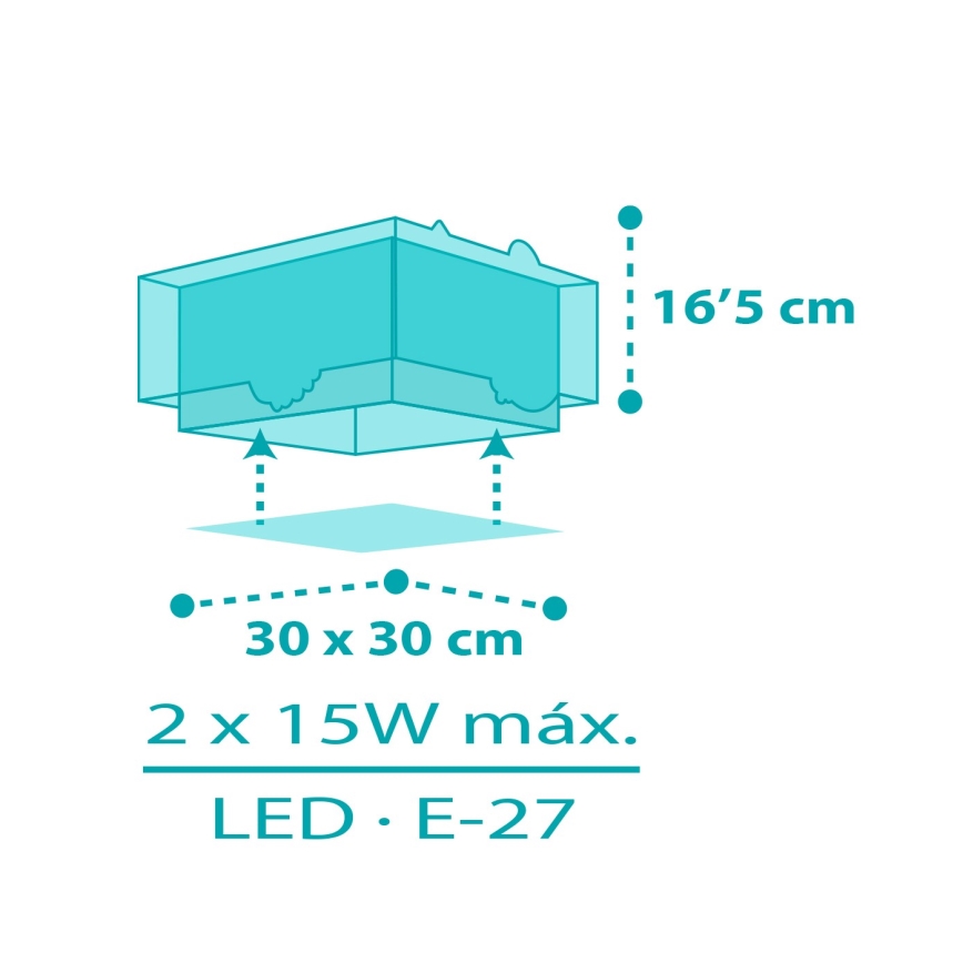 Dalber 63316 - Dziecięca lampa sufitowa HAPPY JUNGLE 2xE27/15W/230V