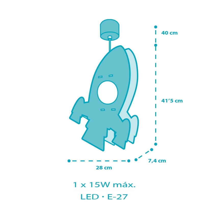 Dalber 63357 - Żyrandol dziecięcy ROCKET 1xE27/15W/230V