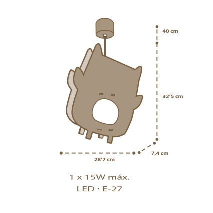 Dalber 63397 - Żyrandol dziecięcy OWL 1xE27/15W/230V