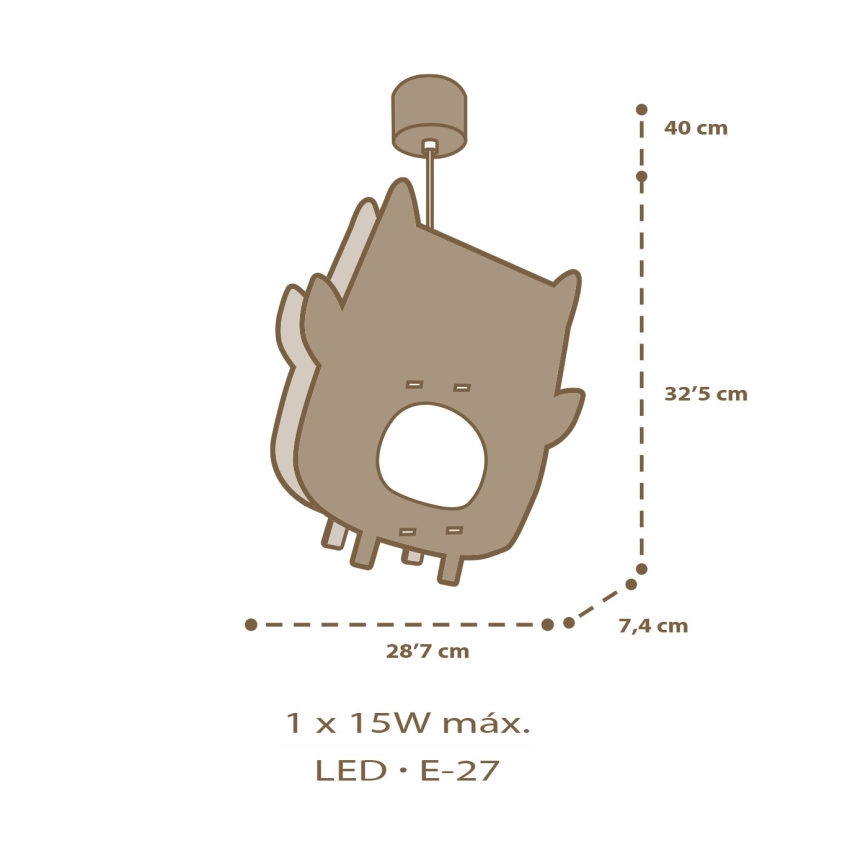 Dalber 63397 - Żyrandol dziecięcy OWL 1xE27/15W/230V