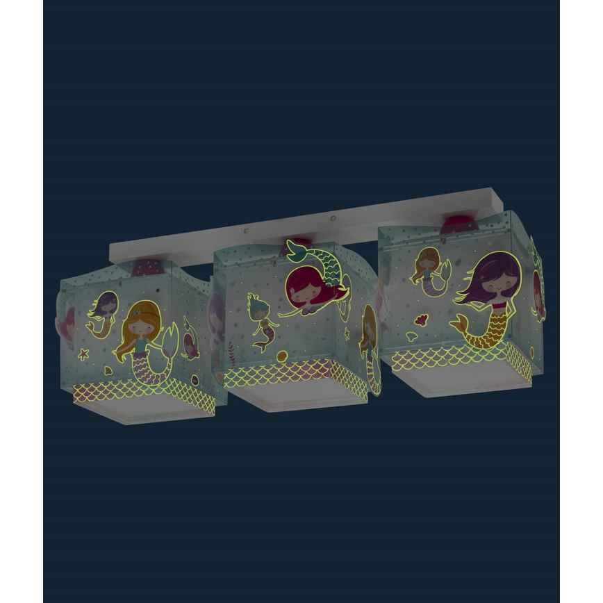 Dalber 63443 - Plafon dziecięcy MERMAIDS 3xE27/60W/230V