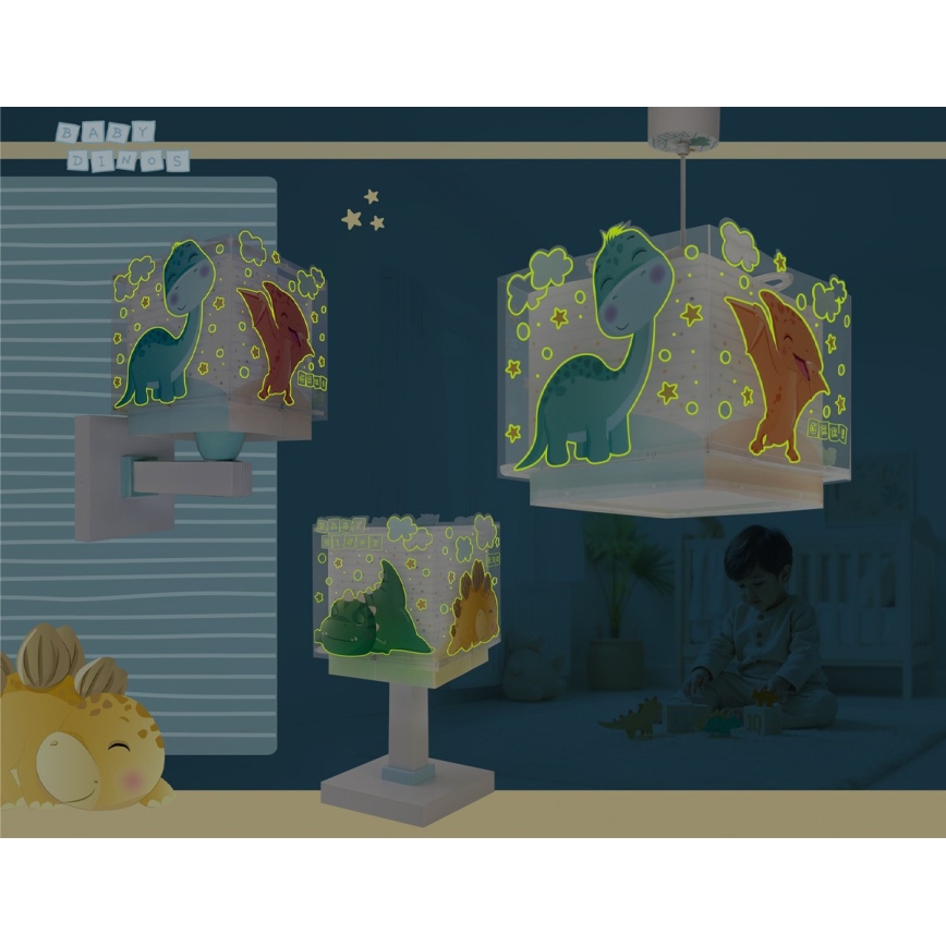 Dalber 63459 - Dziecięca lampa ścienna BABY DINOS 1xE27/15W/230V wielobarwna