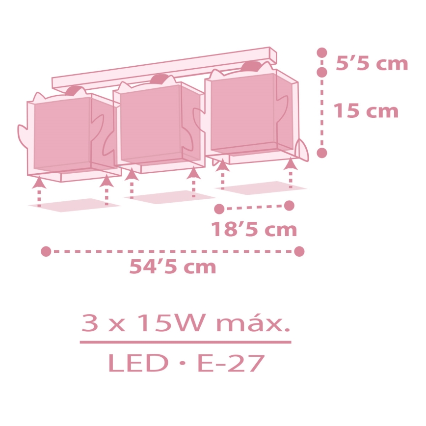 Dalber 64483 - Plafon dziecięcy LITTLE FRIENDS 3xE27/15W/230V
