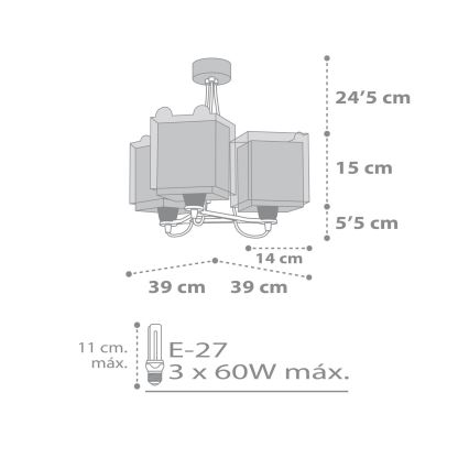 Dalber 64577 - Żyrandol dziecięcy LITTLE TEDDY 3xE27/60W/230V