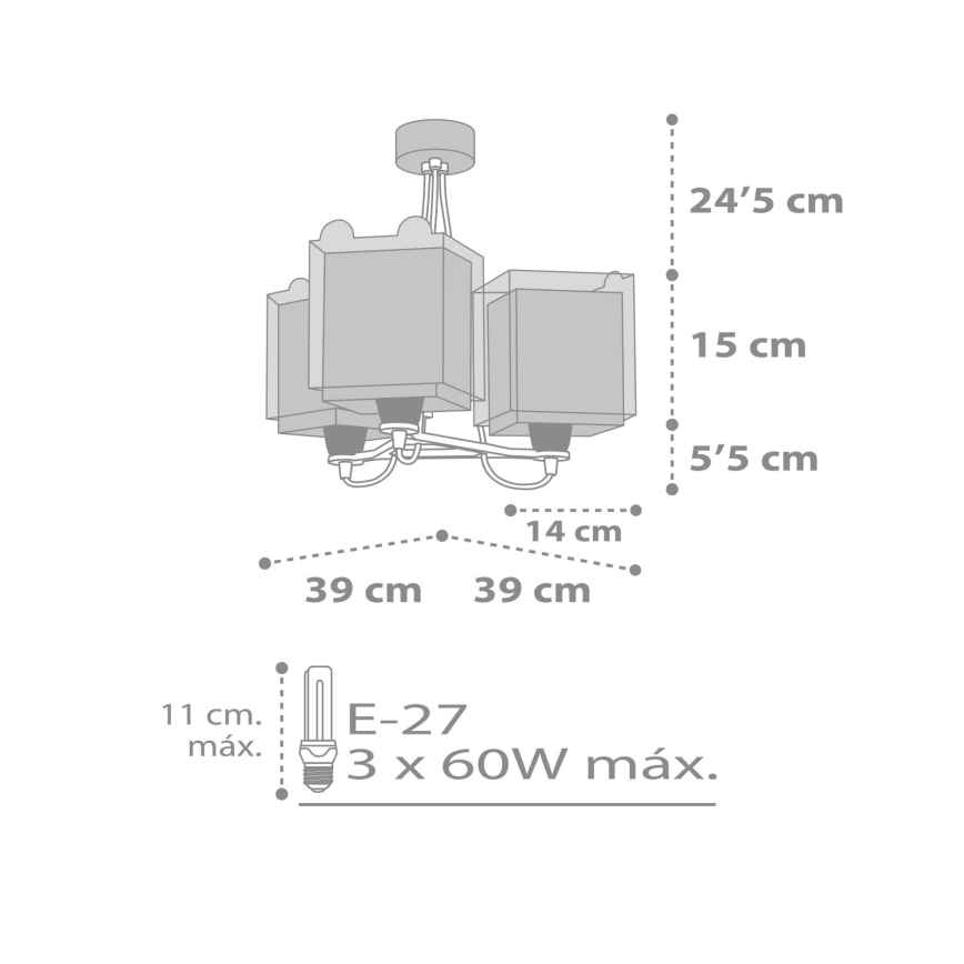 Dalber 64577 - Żyrandol dziecięcy LITTLE TEDDY 3xE27/60W/230V