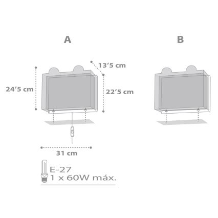 Dalber 64578 - Kinkiet dziecięcy LITTLE TEDDY 1xE27/60W/230V