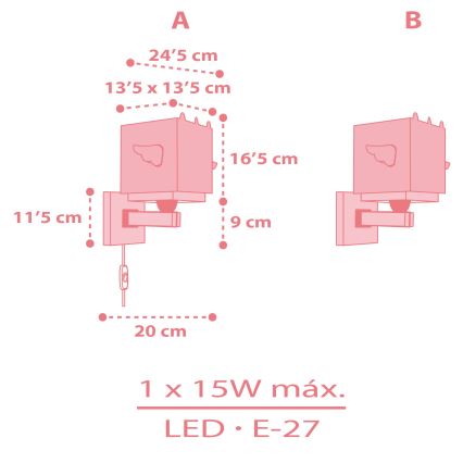 Dalber 64599 - Kinkiet dziecięcy LITTLE UNICORN 1xE27/15W/230V