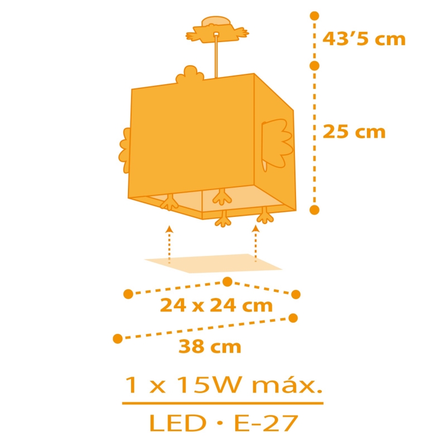 Dalber 64642 - Żyrandol dziecięcy LITTLE CHICKEN 1xE27/15W/230V