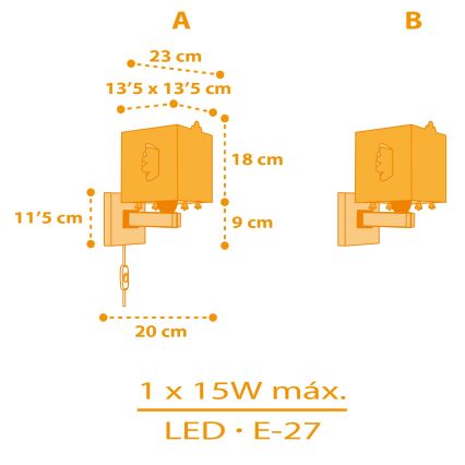 Dalber 64649 - Kinkiet dziecięcy LITTLE CHICKEN 1xE27/15W/230V