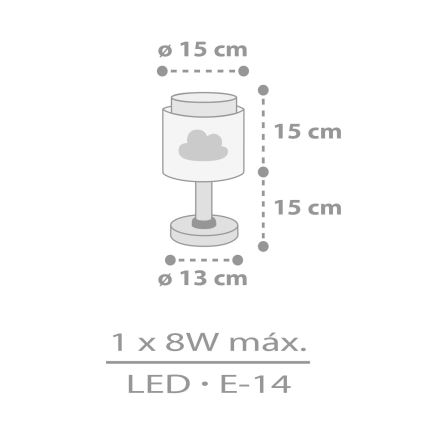 Dalber 76011E - Lampka dziecięca BABY DREAMS 1xE14/8W/230V szare