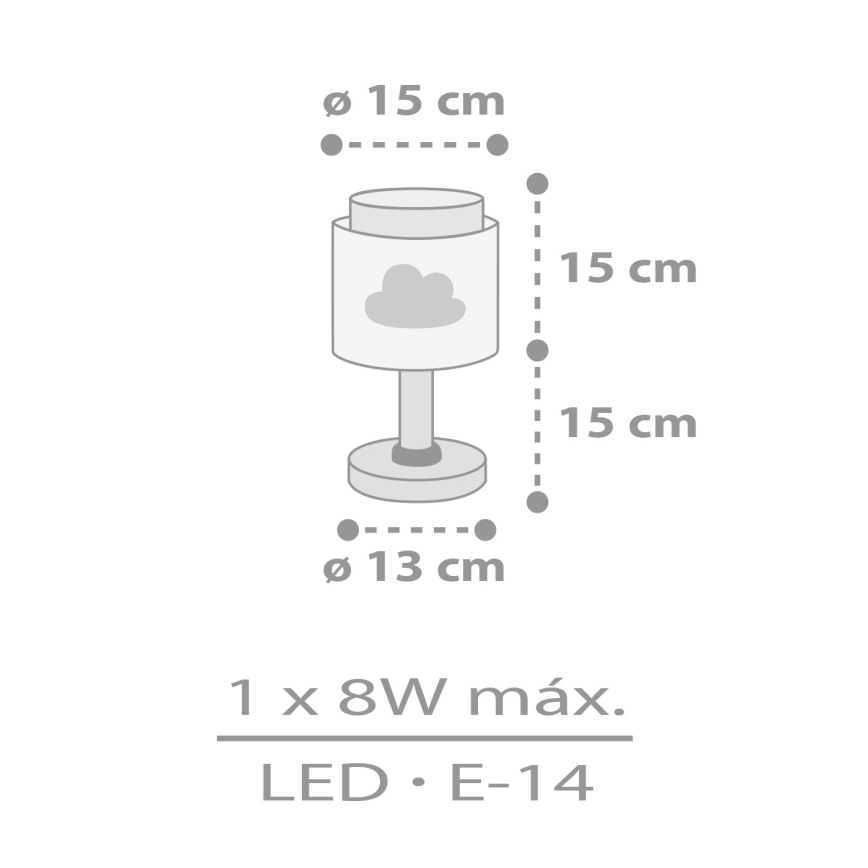 Dalber 76011E - Lampka dziecięca BABY DREAMS 1xE14/8W/230V szare