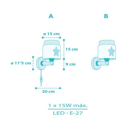 Dalber 76019T - Kinkiet dziecięcy BABY DREAMS 1xE27/15W/230V niebieski