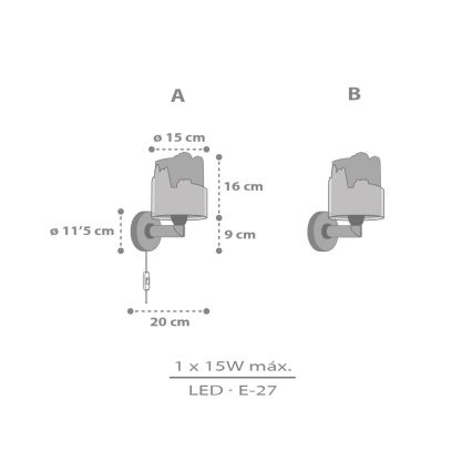 Dalber 76309 - Kinkiet dziecięcy SNOOPY 1xE27/15W/230V biały/czerwony