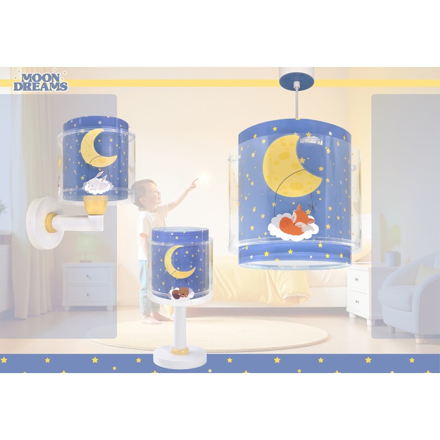 Dalber 76639 - Dziecięca lampa ścienna MOON DREAMS 1xE27/15W/230V niebieska