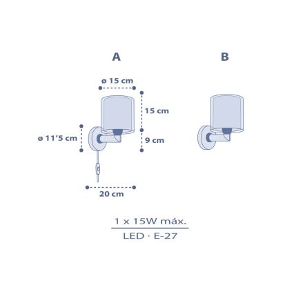 Dalber 76639 - Dziecięca lampa ścienna MOON DREAMS 1xE27/15W/230V niebieska