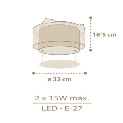 Dalber 76876 - Plafon dziecięcy BABY CHICK 2xE27/15W/230V