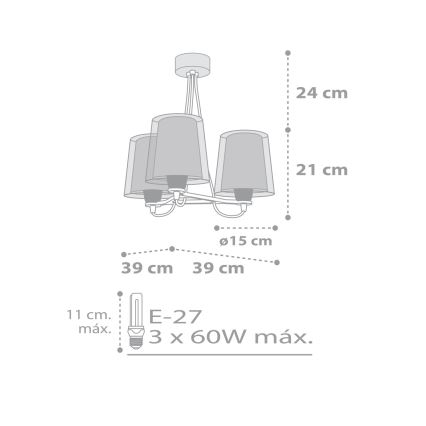 Dalber 81197E - Żyrandol dziecięcy LIGHT FEELING 3xE27/60W/230V