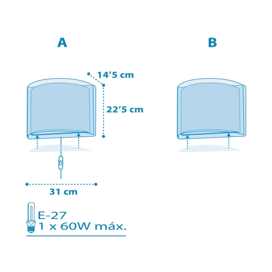 Dalber 81198T - Kinkiet dziecięcy LIGHT FEELING 1xE27/60W/230V