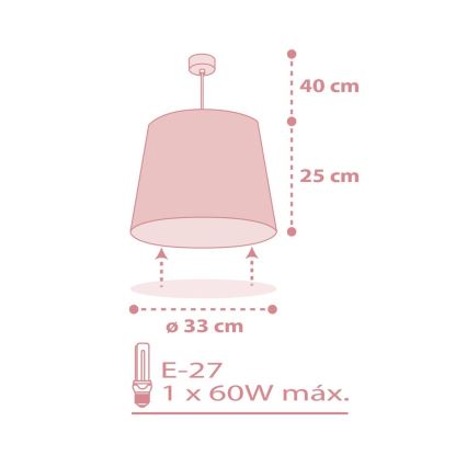 Dalber 82212S - Żyrandol dziecięcy STAR LIGHT 1xE27/60W/230V różowy