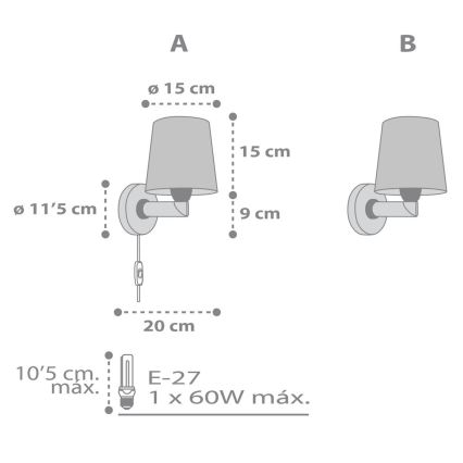 Dalber 82219B - Kinkiet dziecięcyt STAR LIGHT 1xE27/60W/230V biały