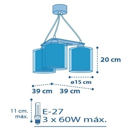 Dalber D-41344 - Żyrandol dziecięcy PLANETS 3xE27/60W/230V