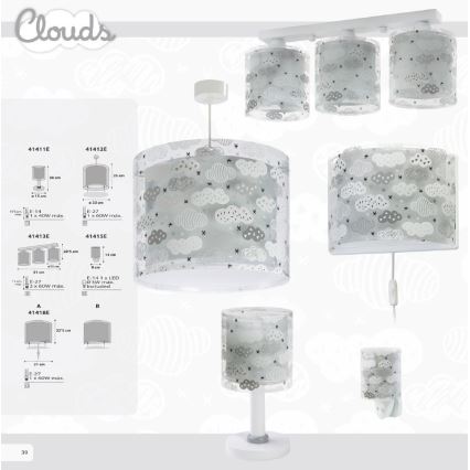 Dalber D-41412E - Żyrandol dziecięcy CLOUDS 1xE27/60W/230V