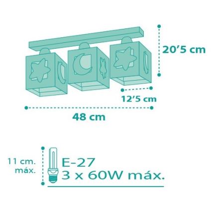 Dalber D-63233NH - Plafon dziecięcy MOONLIGHT 3xE27/60W/230V