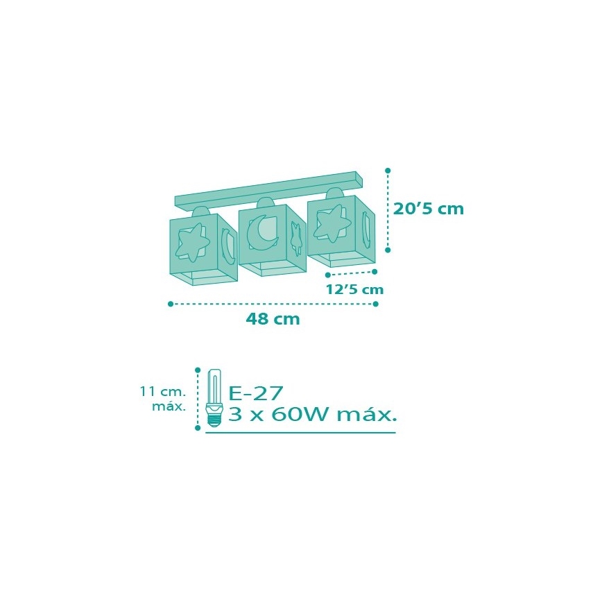 Dalber D-63233NH - Plafon dziecięcy MOONLIGHT 3xE27/60W/230V