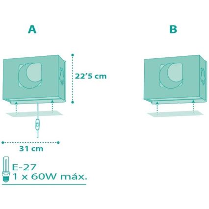 Dalber D-63238H - Kinkiet dziecięcy MOONLIGHT 1xE27/60W/230V