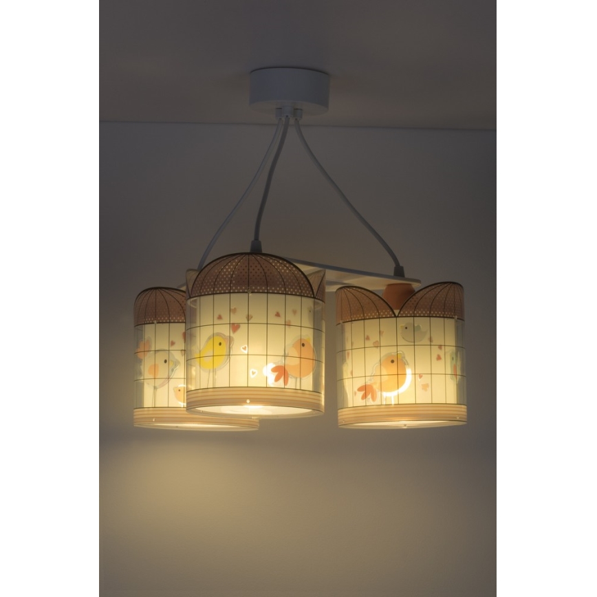 Dalber D-17284 - Żyrandol dziecięcy LITTLE BIRDS 3xE27/60W/230V