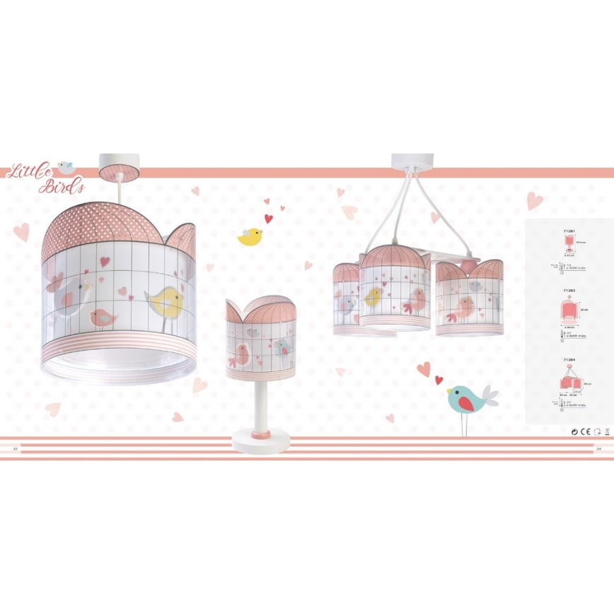 Dalber D-71284- Żyrandol dziecięcy LITTLE BIRDS 3xE27/60W/230V