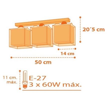 Dalber D-73453 - Plafon dziecięcy DINOS 3xE27/60W/230V