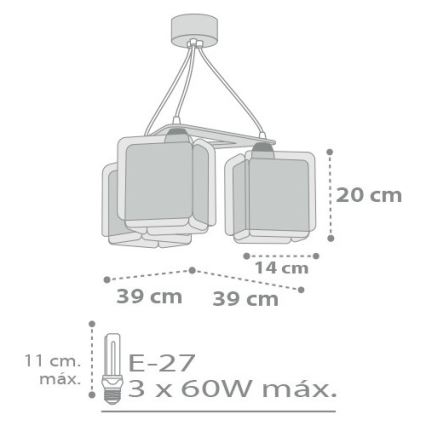 Dalber D-75124 - Żyrandol dziecięcy BABY ZOO 3xE27/60W/230V