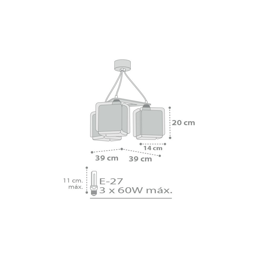 Dalber D-75124 - Żyrandol dziecięcy BABY ZOO 3xE27/60W/230V