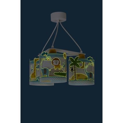Dalber D-76114 - Żyrandol dziecięcy JUNGLE 3xE27/60W/230V
