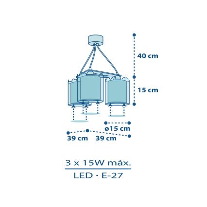 Dalber D-76114 - Żyrandol dziecięcy MY LITTLE JUNGLE 3xE27/15W/230V