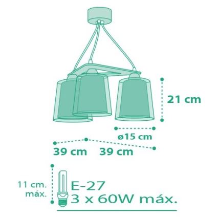 Dalber D-80224H - Żyrandol dziecięcy VICHY 3xE27/60W/230V