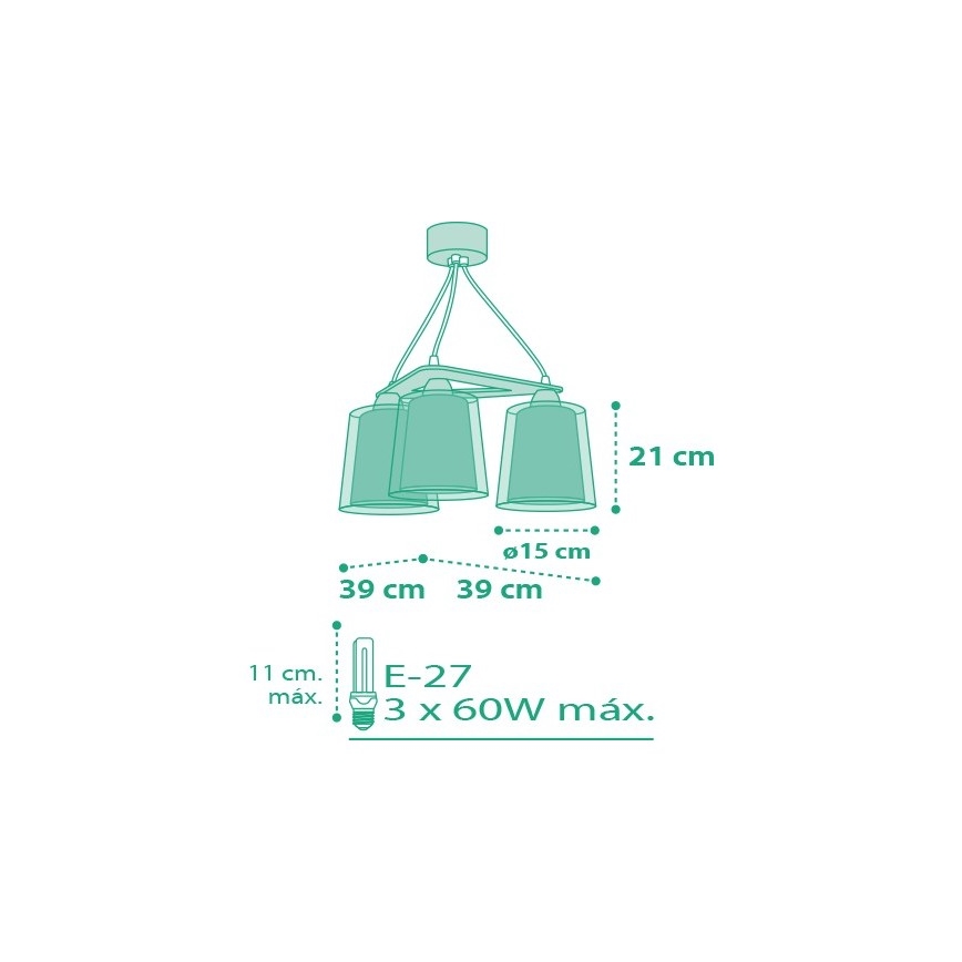 Dalber D-80224H - Żyrandol dziecięcy VICHY 3xE27/60W/230V