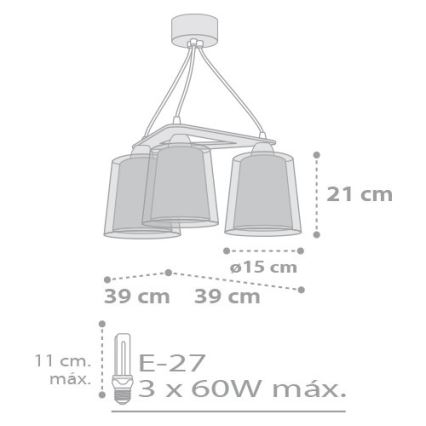 Dalber D-81214H - Żyrandol dziecięcy STARS 3xE27/60W/230V