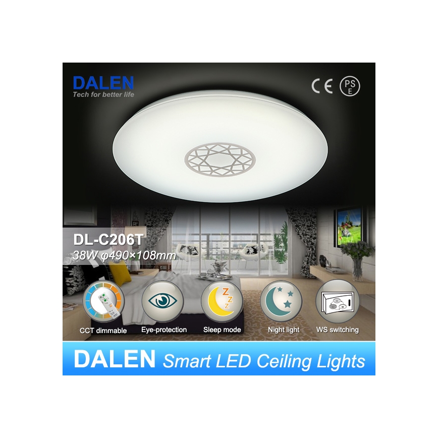 Dalen DL-C206T - LED lampa sufitowa z regulacją światła CLASSIC LED/38W/230V