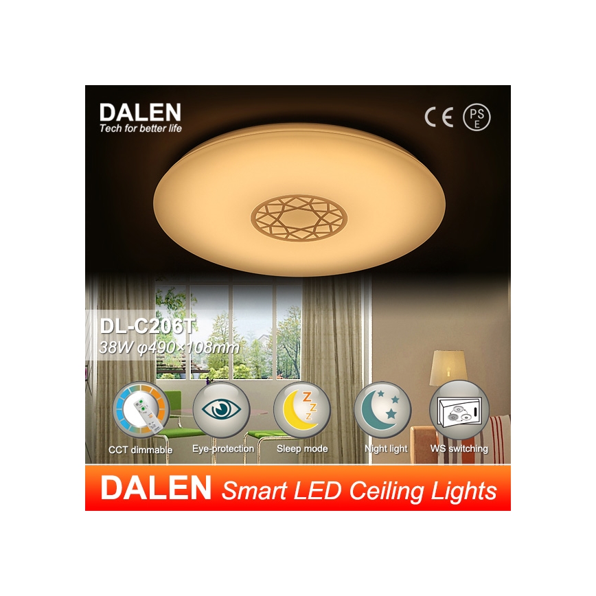 Dalen DL-C206T - LED lampa sufitowa z regulacją światła CLASSIC LED/38W/230V
