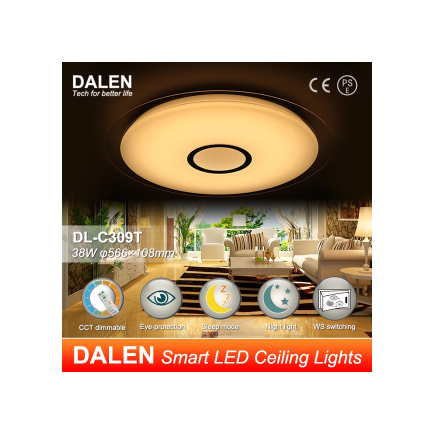 Dalen DL-C309T - LED lampa sufitowa z regulacją światła CLASSIC LED/38W/230V