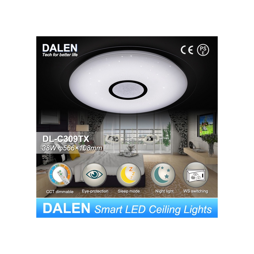Dalen DL-C309TX - LED lampa sufitowa z regulacją światła STAR SKY LED/38W/230V
