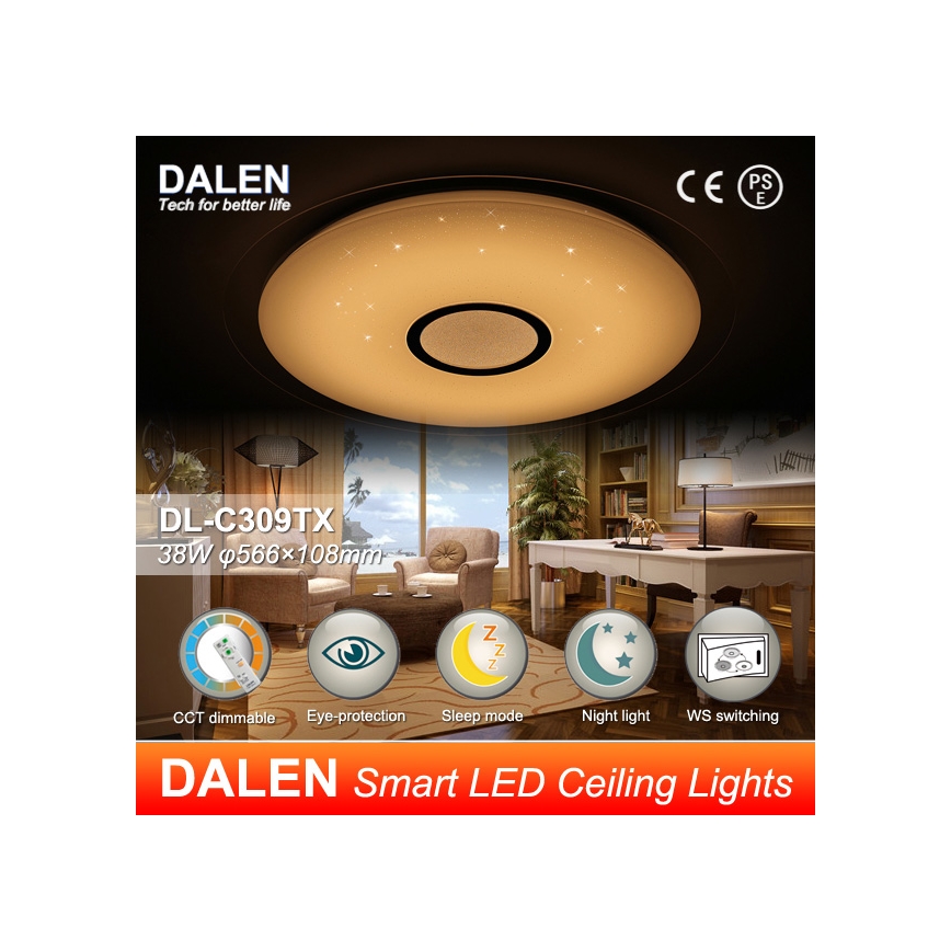 Dalen DL-C309TX - LED lampa sufitowa z regulacją światła STAR SKY LED/38W/230V