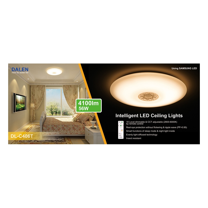 Dalen DL-C406T - LED lampa sufitowa z regulacją światła CLASSIC LED/56W/230V