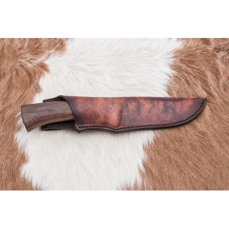 Damasceński nóż myśliwski 11,8 cm orzech/poroże jelenia
