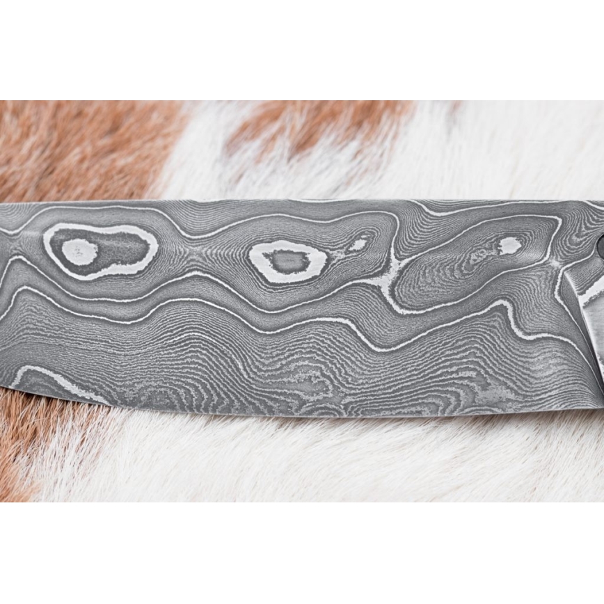 Damasceński nóż myśliwski 12,7 cm ziricote/kość bawola