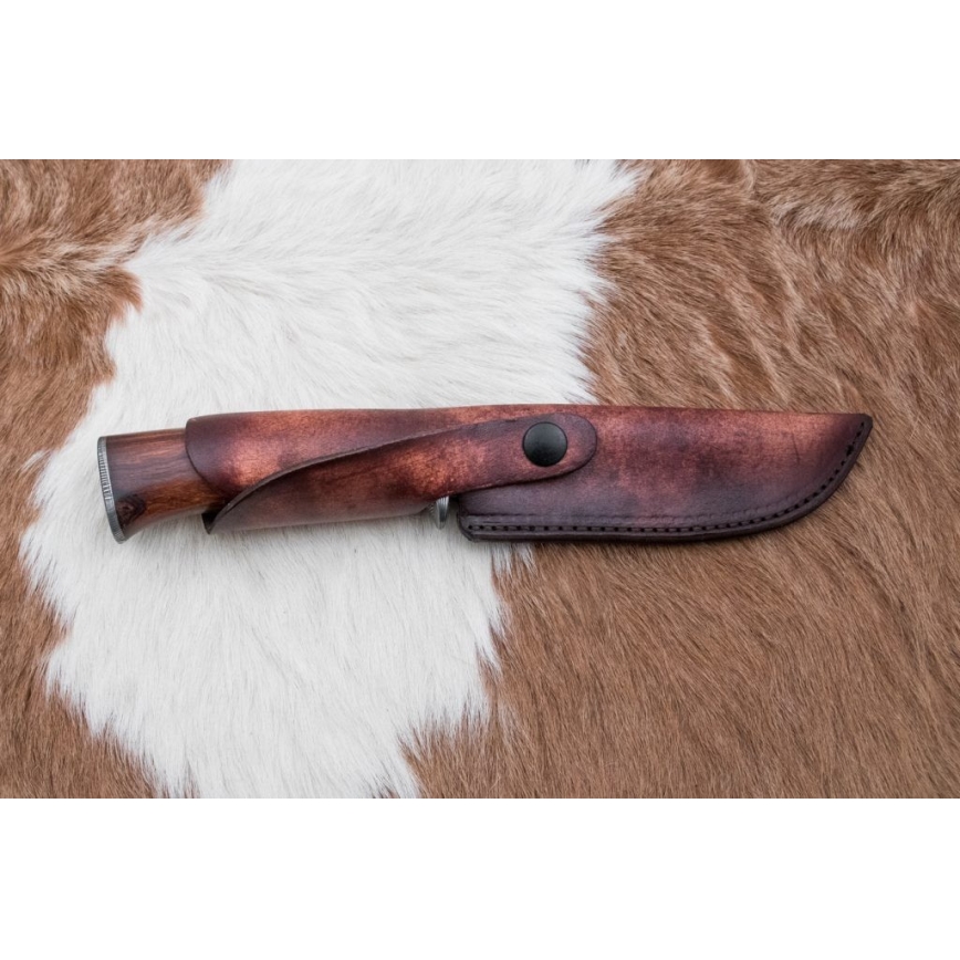 Damasceński nóż myśliwski 13,8 cm ironwood/kość bawola