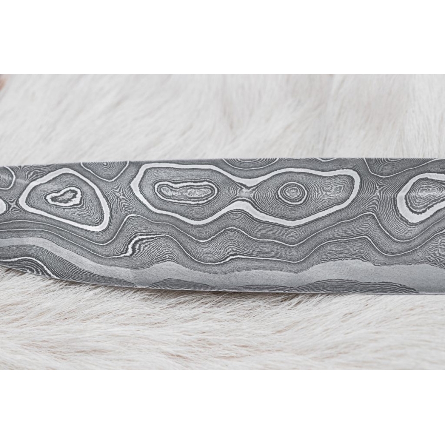 Damasceński nóż myśliwski 13,8 cm ironwood/kość bawola