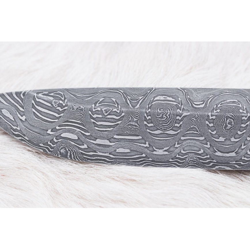 Damasceński nóż myśliwski 13 cm topola/heban